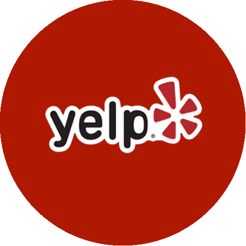 Yelp logo with red round shaped background